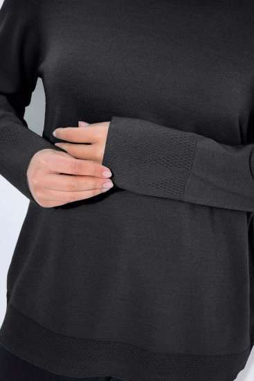 Ulla Popken Long Sleeves Mock Turtleneck Sweater Charcoal Grey Melange - Džemperi un džemperi ar kapuci - Mīksti džemperi un jakas