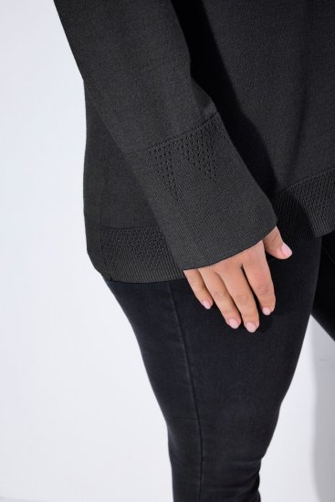Ulla Popken Long Sleeves Mock Turtleneck Sweater Charcoal Grey Melange - Džemperi un džemperi ar kapuci - Mīksti džemperi un jakas