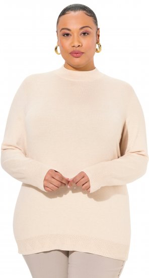 Ulla Popken Long Sleeves Mock Turtleneck Sweater Nature Melange - Džemperi un džemperi ar kapuci - 
