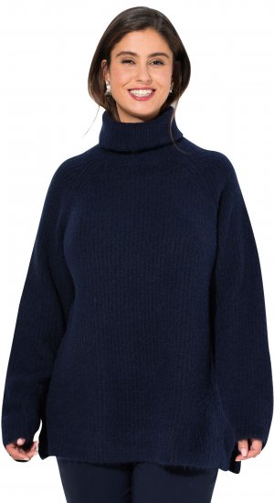 Ulla Popken Ribbed Knit Turtleneck Sweater Navy - Džemperi un džemperi ar kapuci - 