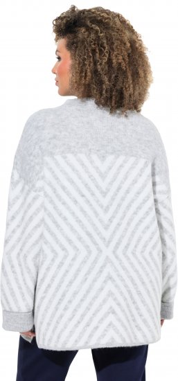 Ulla Popken Graphic Stripe Long Sleeve Turtleneck Sweater Silver Melange - Džemperi un džemperi ar kapuci - 