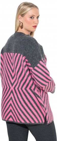 Ulla Popken Graphic Stripe Long Sleeve Turtleneck Sweater Flamingo - Džemperi un džemperi ar kapuci - 