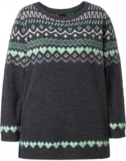 Ulla Popken Norwegian Style Pastel Tone Long Sleeve Sweater Dark Grey Melange - Džemperi un džemperi ar kapuci - 