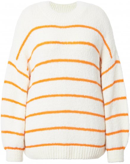 Ulla Popken Oversized Striped Balloon Sleeve Sweater Off-White - Džemperi un džemperi ar kapuci - 