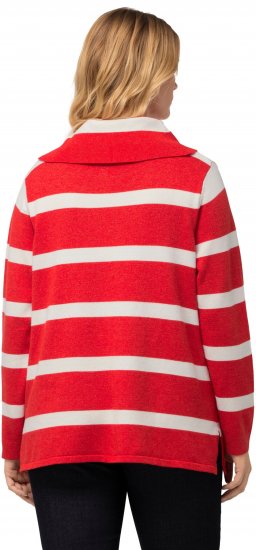 Ulla Popken Stripe Fine Knit Turtleneck Sweater Light Red - Džemperi un džemperi ar kapuci - 