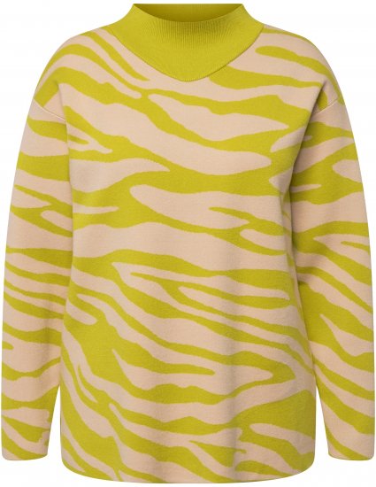 Ulla Popken Zebra Print Mock Turtleneck Long Sleeve Sweater Yellow Green - Džemperi un džemperi ar kapuci - 