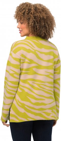 Ulla Popken Zebra Print Mock Turtleneck Long Sleeve Sweater Yellow Green - Džemperi un džemperi ar kapuci - 