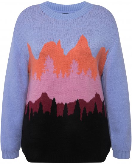 Ulla Popken Long Sleeve Knit Mountain Range Sweater Bright Purple - Džemperi un džemperi ar kapuci - 