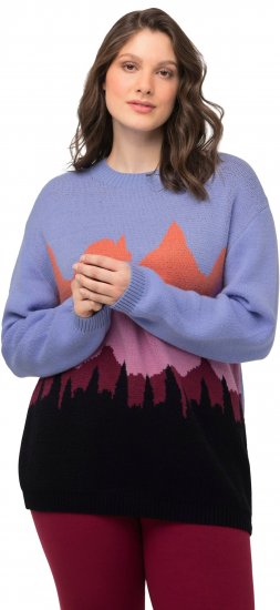 Ulla Popken Long Sleeve Knit Mountain Range Sweater Bright Purple - Džemperi un džemperi ar kapuci - 