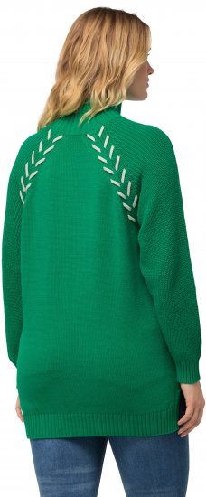 Ulla Popken Contrast Braid Turtleneck Sweater Emerald Green - Džemperi un džemperi ar kapuci - 