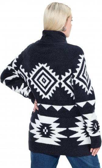 Ulla Popken Aztec-Inspired Long Sleeve Turtleneck Sweater Navy - Džemperi un džemperi ar kapuci - 