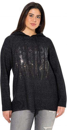 Ulla Popken Sequined Knit Long Sleeve Hoodie Black - Džemperi un džemperi ar kapuci - 