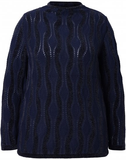 Ulla Popken Openwork Chenille Sweater Navy - Džemperi un džemperi ar kapuci - 