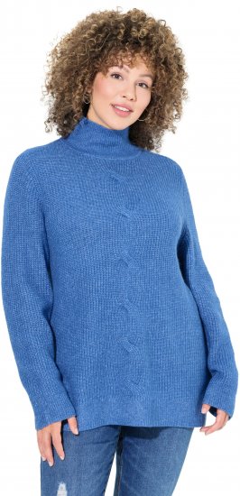 Ulla Popken Cable Knit Long Sleeve Turtleneck Sweater Teal Blue - Džemperi un džemperi ar kapuci - 