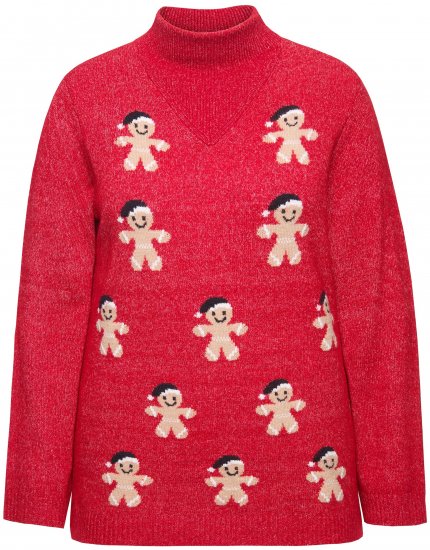 Ulla Popken Gingerbread Men Sweater Salsa Red - Džemperi un džemperi ar kapuci - 