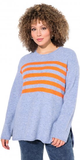 Ulla Popken Striped Long Sleeve Sweater Sky Blue - Džemperi un džemperi ar kapuci - 