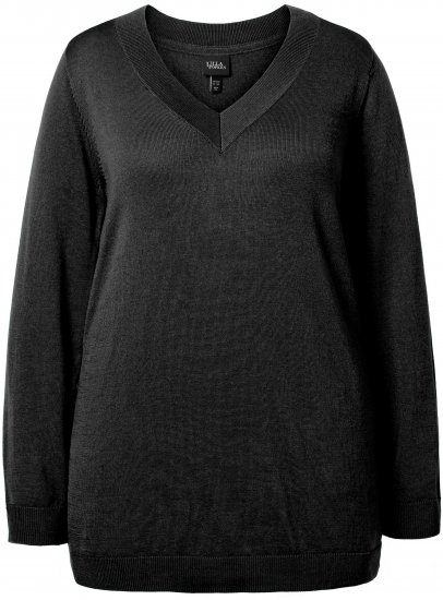 Ulla Popken Casual V-Neck Long Sleeve Sweater Black - Džemperi un džemperi ar kapuci - 