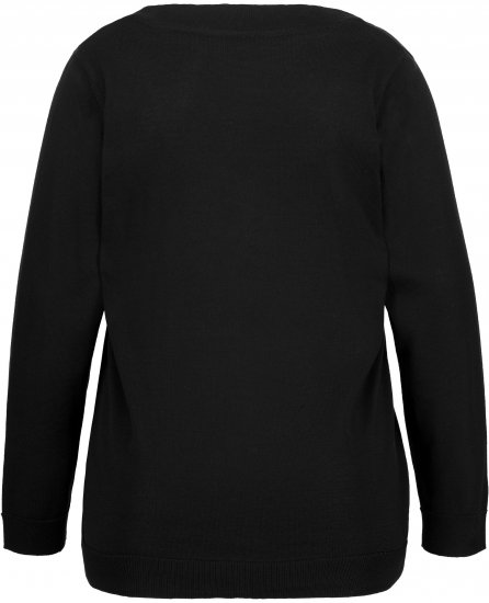 Ulla Popken Casual V-Neck Long Sleeve Sweater Black - Džemperi un džemperi ar kapuci - 