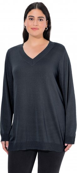Ulla Popken Soft Fine Knit Pullover V-Neck Sweatshirt Marine - Džemperi un džemperi ar kapuci - 