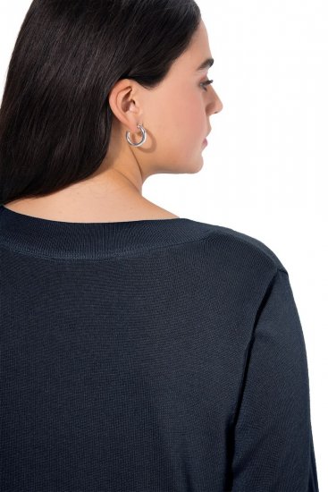 Ulla Popken Soft Fine Knit Pullover V-Neck Sweatshirt Marine - Džemperi un džemperi ar kapuci - Mīksti džemperi un jakas