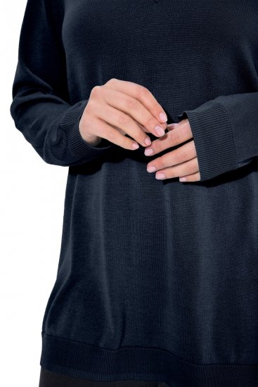 Ulla Popken Soft Fine Knit Pullover V-Neck Sweatshirt Marine - Džemperi un džemperi ar kapuci - Mīksti džemperi un jakas