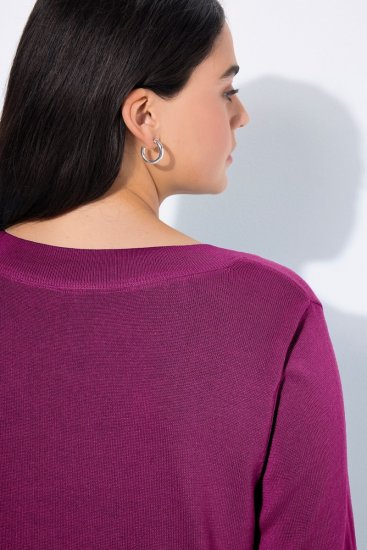 Ulla Popken Soft Fine Knit Pullover V-Neck Sweatshirt Dark Lilac - Džemperi un džemperi ar kapuci - Mīksti džemperi un jakas