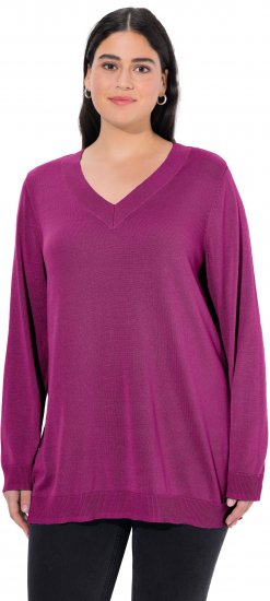 Ulla Popken Soft Fine Knit Pullover V-Neck Sweatshirt Dark Lilac - Džemperi un džemperi ar kapuci - 