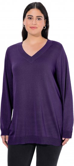 Ulla Popken Soft Fine Knit Pullover V-Neck Sweatshirt Deep Violet - Džemperi un džemperi ar kapuci - 