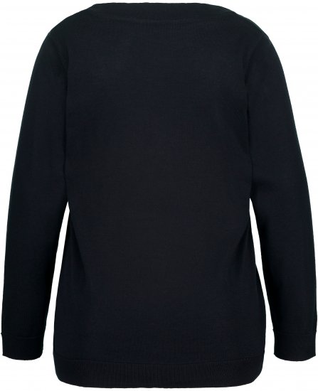 Ulla Popken Casual V-Neck Long Sleeve Sweater Navy Blue - Džemperi un džemperi ar kapuci - 