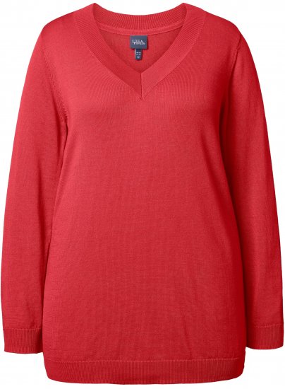 Ulla Popken Casual V-Neck Long Sleeve Sweater Salsa - Džemperi un džemperi ar kapuci - 