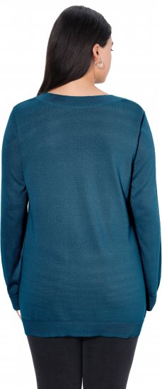 Ulla Popken Casual V-Neck Long Sleeve Sweater Cerulean - Džemperi un džemperi ar kapuci - 