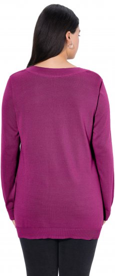 Ulla Popken Casual V-Neck Long Sleeve Sweater Berry - Džemperi un džemperi ar kapuci - 