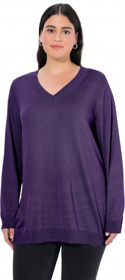 Ulla Popken Casual V-Neck Long Sleeve Sweater Deep Violet - Džemperi un džemperi ar kapuci - 