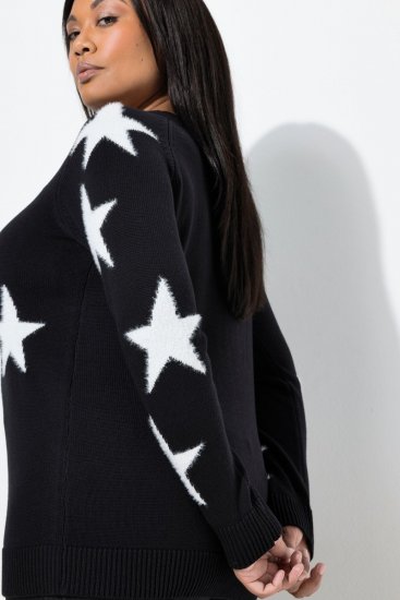 Ulla Popken Glitter Stars Soft Knit Sweater Black - Džemperi un džemperi ar kapuci - Mīksti džemperi un jakas