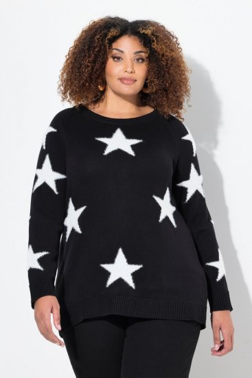 Ulla Popken Glitter Stars Soft Knit Sweater Black - Džemperi un džemperi ar kapuci - Mīksti džemperi un jakas