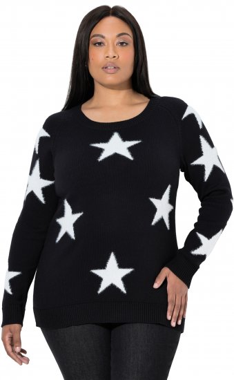 Ulla Popken Glitter Stars Soft Knit Sweater Black - Džemperi un džemperi ar kapuci - 