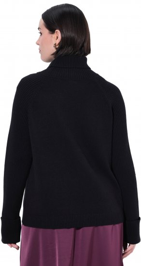 Ulla Popken Turtleneck Sweater with Ribbed Inserts Black - Džemperi un džemperi ar kapuci - 