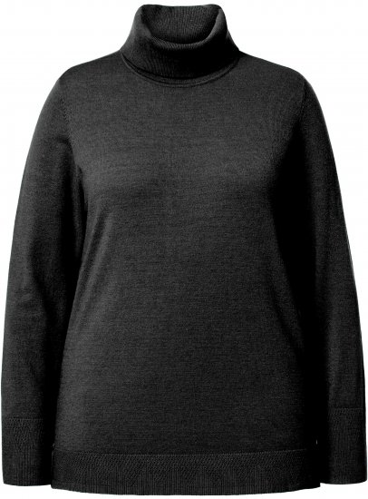Ulla Popken Turtleneck Ribbed Trim Long Sleeve Sweater Black - Džemperi un džemperi ar kapuci - 