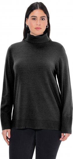 Ulla Popken Turtleneck Ribbed Trim Long Sleeve Sweater Black - Džemperi un džemperi ar kapuci - 