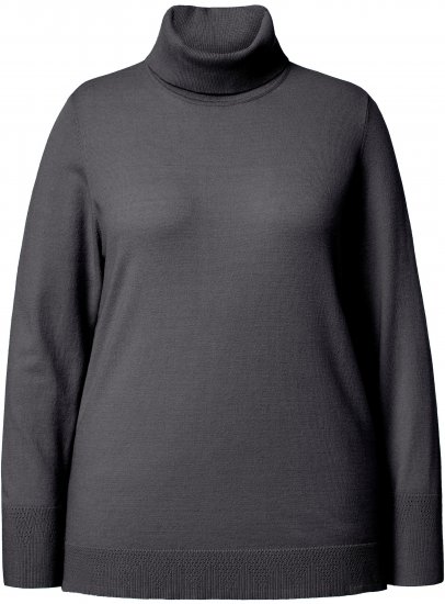 Ulla Popken Turtleneck Ribbed Trim Long Sleeve Sweater Charcoal Grey Melange - Džemperi un džemperi ar kapuci - 