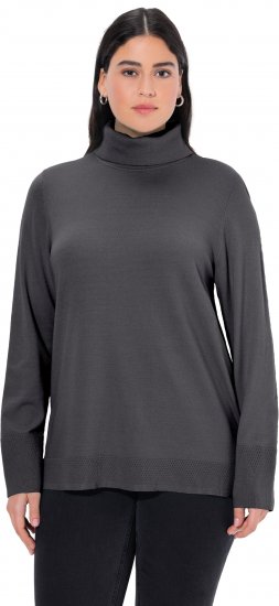 Ulla Popken Turtleneck Ribbed Trim Long Sleeve Sweater Charcoal Grey Melange - Džemperi un džemperi ar kapuci - 
