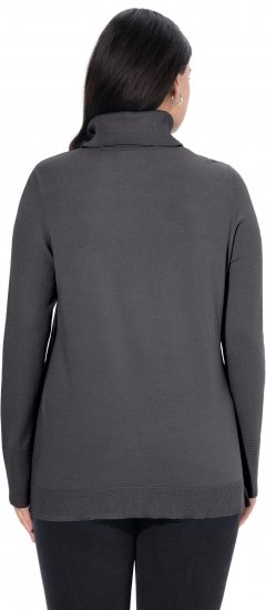 Ulla Popken Turtleneck Ribbed Trim Long Sleeve Sweater Charcoal Grey Melange - Džemperi un džemperi ar kapuci - 