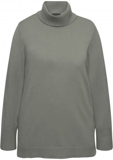 Ulla Popken Turtleneck Ribbed Trim Long Sleeve Sweater Grey - Džemperi un džemperi ar kapuci - 