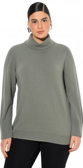 Ulla Popken Turtleneck Ribbed Trim Long Sleeve Sweater Grey - Džemperi un džemperi ar kapuci - 