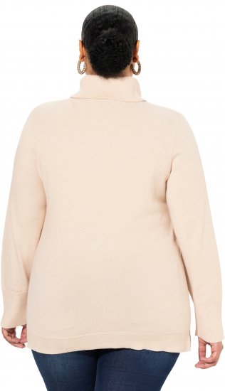 Ulla Popken Turtleneck Ribbed Trim Long Sleeve Sweater Nature Melange - Džemperi un džemperi ar kapuci - 