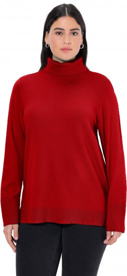 Ulla Popken Turtleneck Ribbed Trim Long Sleeve Sweater Salsa Red - Džemperi un džemperi ar kapuci - 