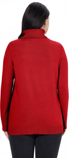 Ulla Popken Turtleneck Ribbed Trim Long Sleeve Sweater Salsa Red - Džemperi un džemperi ar kapuci - 