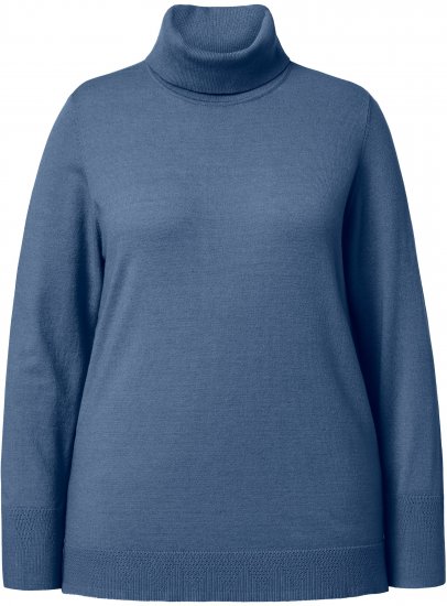 Ulla Popken Turtleneck Ribbed Trim Long Sleeve Sweater Atlantic Blue - Džemperi un džemperi ar kapuci - 