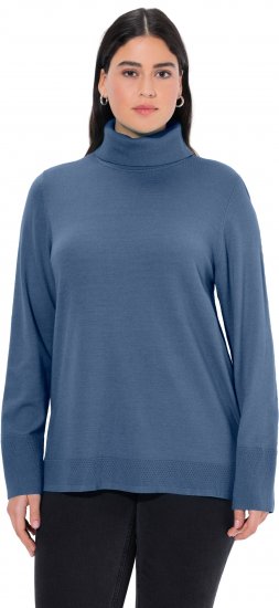 Ulla Popken Turtleneck Ribbed Trim Long Sleeve Sweater Atlantic Blue - Džemperi un džemperi ar kapuci - 