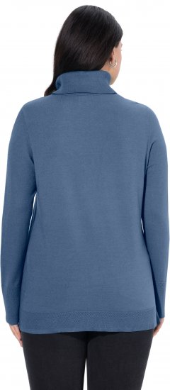 Ulla Popken Turtleneck Ribbed Trim Long Sleeve Sweater Atlantic Blue - Džemperi un džemperi ar kapuci - 